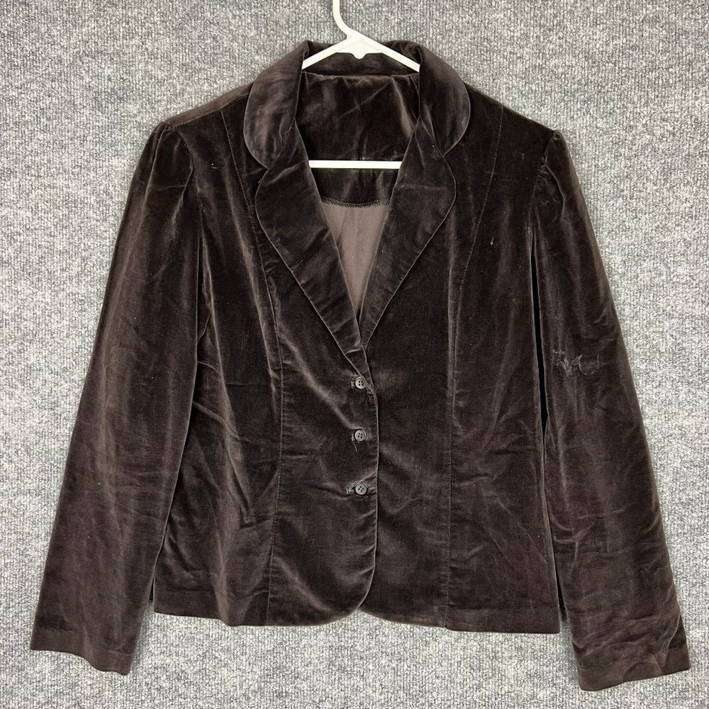 Vintage‎ Sears JR Bazaar Velvet Chocolate Brown Blazer SZ Small